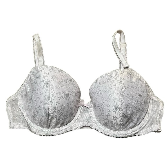 Victorias Secret Dream Angels Lined Bra Size 34D Lilac Purple Metallic Print - Picture 2 of 10